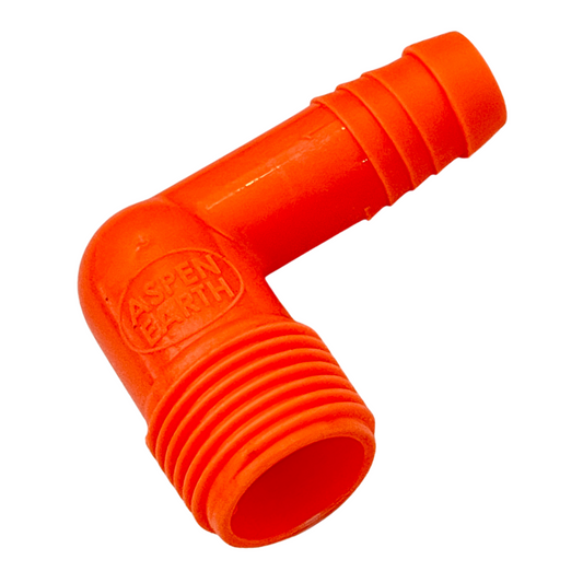 SOLD OUT 1/2" Elbow Barb MPT Swing Riser, Orange (Discontinued / Limited Stock)