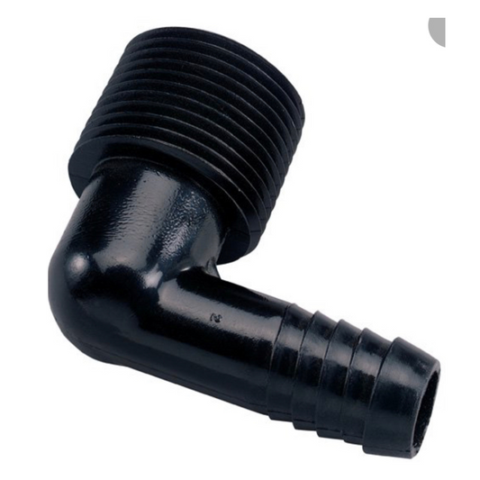 3/4" Elbow Barb MPT Swing Riser, Black (Discontinued / Limited Stock)