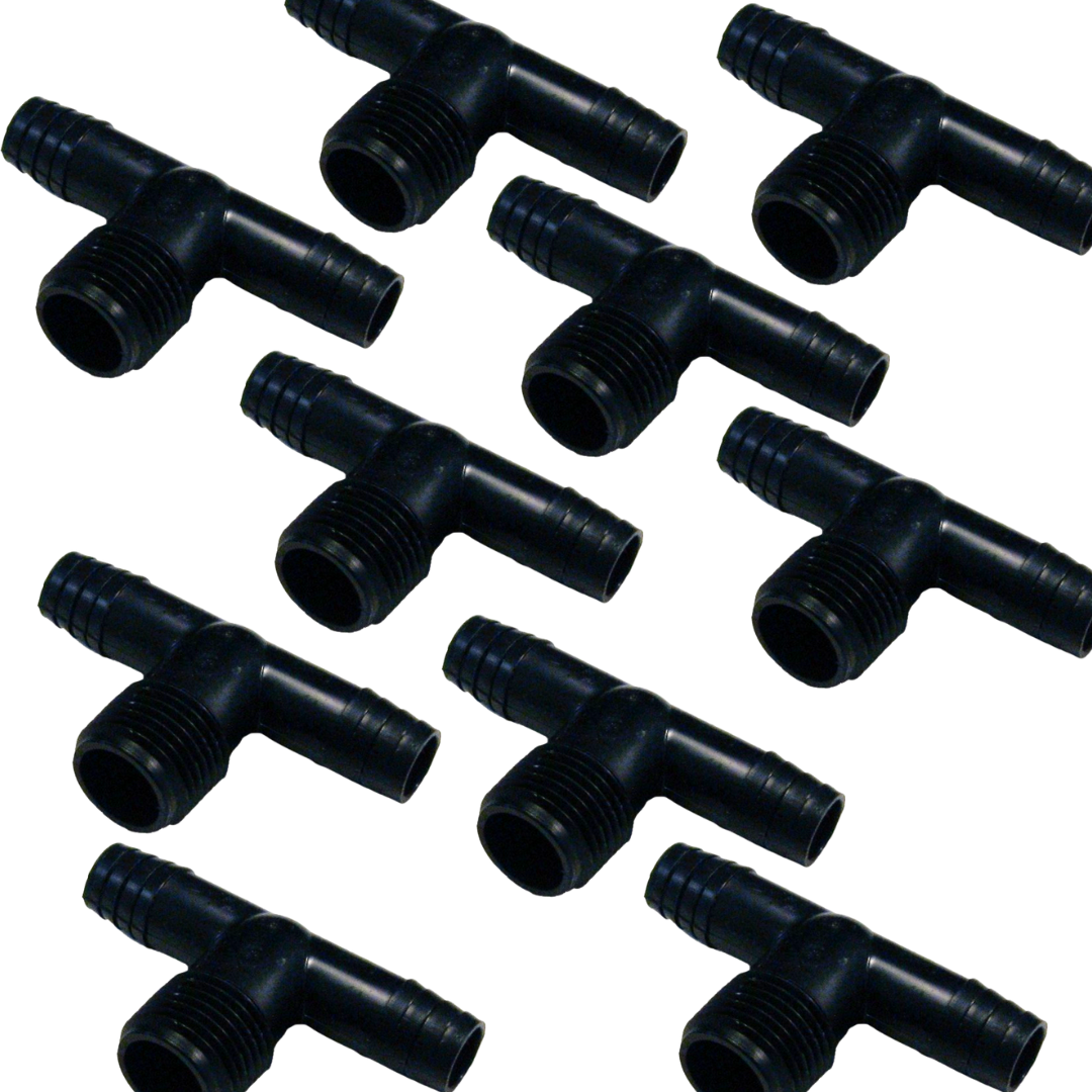 1/2" Tee Barb MPT Swing Riser, Black
