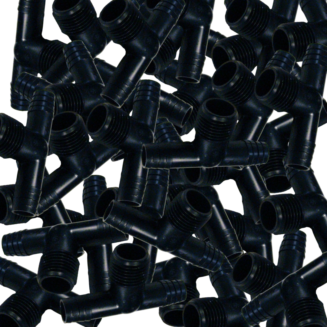 1/2" Tee Barb MPT Swing Riser, Black