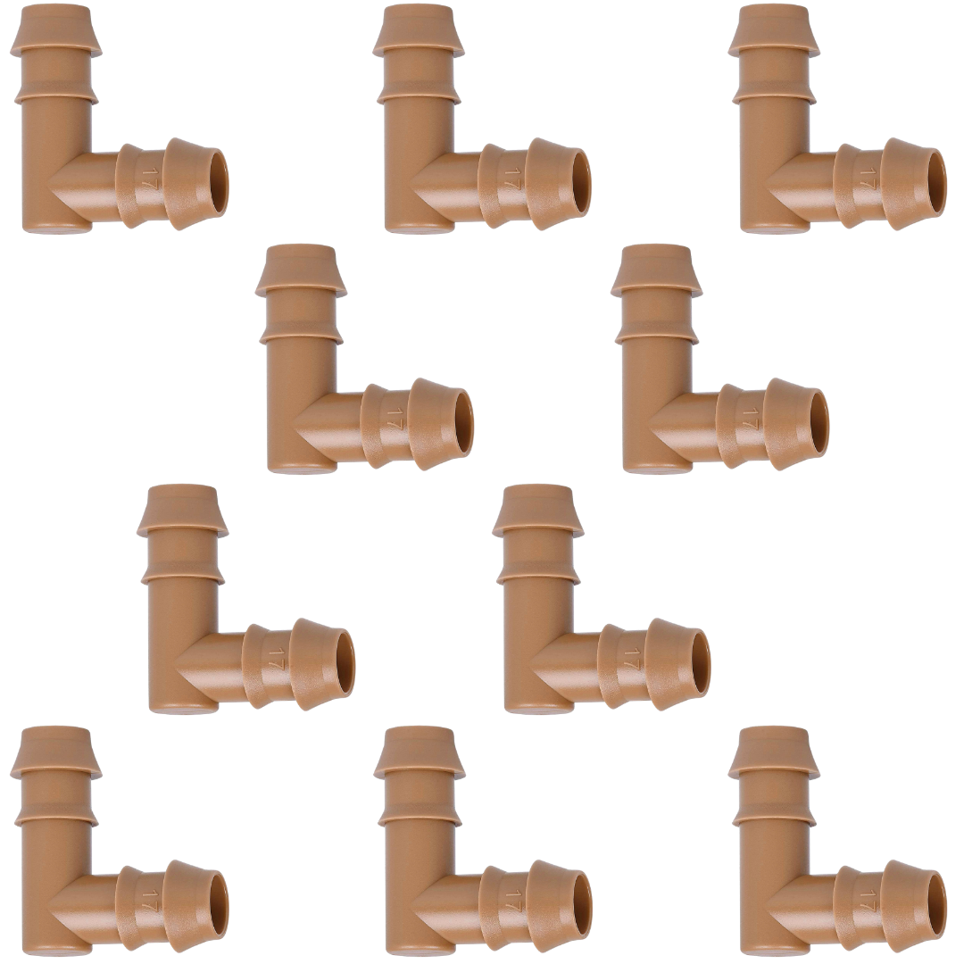 17MM Elbow Barb drip coupler, Brown
