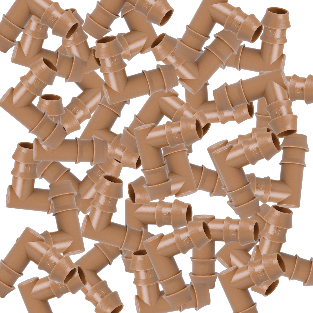 17MM Elbow Barb drip coupler, Brown