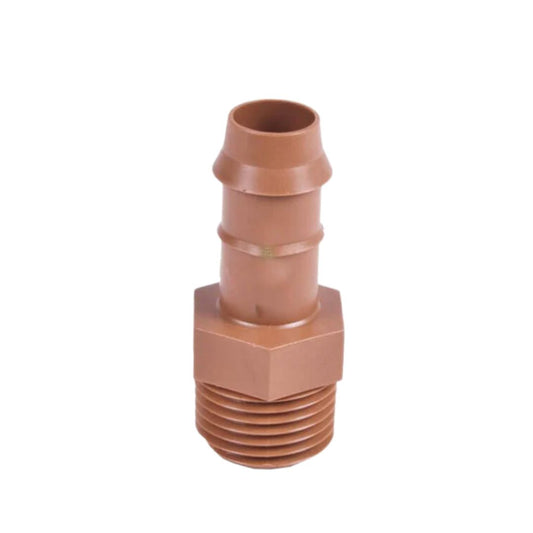 17MM Straight Barb Drip X MPT 1/2", Brown (Discontinued / Limited Stock)